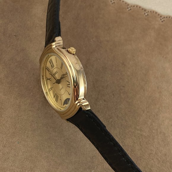 Vintage Rare Very Early Fossil MOON PHASE Gold and Stainless Steel Watch - Picture 8 of 10